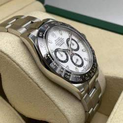 Pre Owned Rolex Cosmograph Daytona 116500LN Automatic Chronograph White Dial Stainless Steel Ceramic Men's Wristwatch 40mm