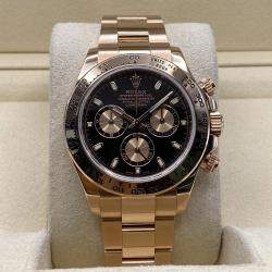 Pre Owned Rolex Cosmograph Daytona 116505 Automatic Chronograph Black Dial 18k Rose Gold Men's Wristwatch 40mm