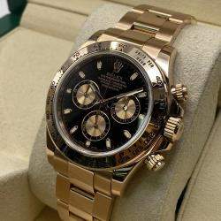Pre Owned Rolex Cosmograph Daytona 116505 Automatic Chronograph Black Dial 18k Rose Gold Men's Wristwatch 40mm