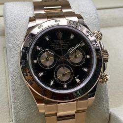 Pre Owned Rolex Cosmograph Daytona 116505 Automatic Chronograph Black Dial 18k Rose Gold Men's Wristwatch 40mm