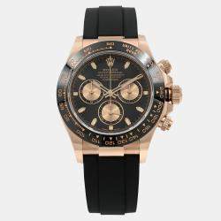 Pre Owned Rolex Cosmograph Daytona 116515LN Automatic Chronograph Black Dial Rose Gold Men's Wristwatch 40mm