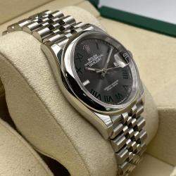 Pre Owned Rolex Datejust 126200 Automatic Grey Wimbledon Dial Stainless Steel Men's Wristwatch 36mm