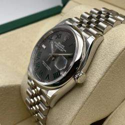 Pre Owned Rolex Datejust 126200 Automatic Grey Wimbledon Dial Stainless Steel Men's Wristwatch 36mm