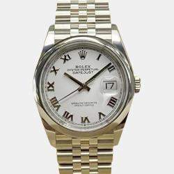 Pre Owned Rolex Datejust 126200 Automatic White Dial Stainless Steel Men's Wristwatch 36mm
