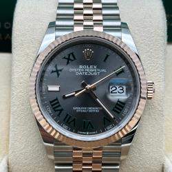 Pre Owned Rolex Datejust 126231 Automatic Wimbledon Dial 18k Rose Gold Stainless Steel Men's Wristwatch 36mm