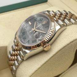 Pre Owned Rolex Datejust 126231 Automatic Wimbledon Dial 18k Rose Gold Stainless Steel Men's Wristwatch 36mm