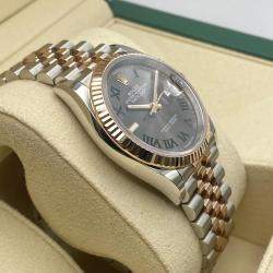 Pre Owned Rolex Datejust 126231 Automatic Wimbledon Dial 18k Rose Gold Stainless Steel Men's Wristwatch 36mm