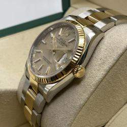 Pre Owned Rolex Datejust 126233 Automatic Champagne Palm Motif Dial Stainless Steel 18k Yellow Gold Men's Wristwatch 36mm