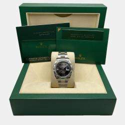 Pre Owned Rolex Datejust 126234 Automatic Wimbledon Dial Stainless Steel 18k White Gold Men's Wristwatch 36mm