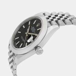 Pre Owned Rolex Datejust 126300 Automatic Black Dial Stainless Steel Men's Wristwatch 41mm