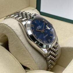 Pre Owned Rolex Datejust 126300 Automatic Blue Roman Dial Stainless Steel Men's Wristwatch 41 mm