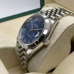 Pre Owned Rolex Datejust 126300 Automatic Blue Roman Dial Stainless Steel Men's Wristwatch 41 mm