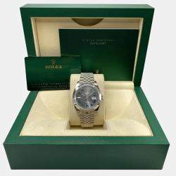 Pre Owned Rolex Datejust 126300 Automatic Wimbledon Dial Stainless Steel Men's Wristwatch 41 mm