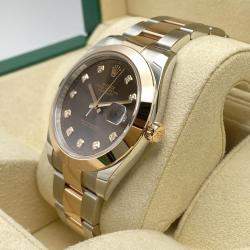 Pre Owned Rolex Datejust 126301 Automatic Chocolate Diamond Dial Stainless Steel 18k Rose Gold Men's Wristwatch 41 mm