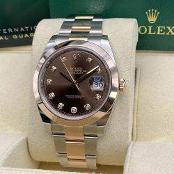 Pre Owned Rolex Datejust 126301 Automatic Chocolate Diamond Dial Stainless Steel 18k Rose Gold Men's Wristwatch 41 mm