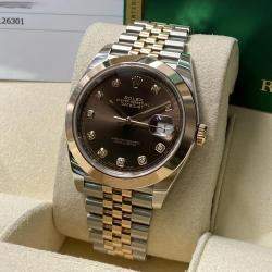 Pre Owned Rolex Datejust 126301 Automatic Chocolate Diamond Dial Stainless Steel Rose Gold Men's Wristwatch 41 mm