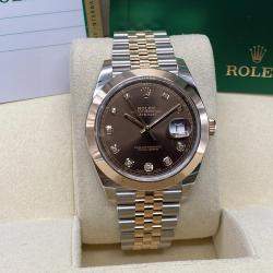 Pre Owned Rolex Datejust 126301 Automatic Chocolate Diamond Dial Stainless Steel Rose Gold Men's Wristwatch 41 mm
