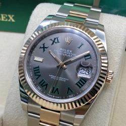 Pre Owned Rolex Datejust 126331 Automatic Wimbledon Dial Stainless Steel 18k Rose Gold Men's Wristwatch 41 mm