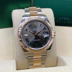Pre Owned Rolex Datejust 126331 Automatic Wimbledon Dial Stainless Steel 18k Rose Gold Men's Wristwatch 41 mm