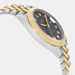 Pre Owned Rolex Datejust 126333 Automatic Black Diamond Dial Stainless Steel 18k Yellow Gold Men's Wristwatch 41 mm