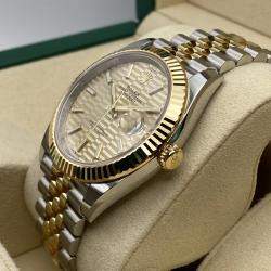 Pre Owned Rolex Datejust 126333 Automatic Champagne Motif Dial Yellow Gold Stainless Steel Men's Wristwatch 41 mm