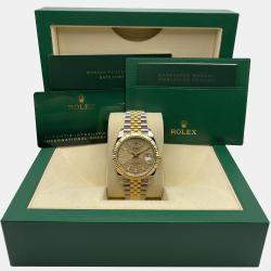 Pre Owned Rolex Datejust 126333 Automatic Champagne Motif Dial Yellow Gold Stainless Steel Men's Wristwatch 41 mm