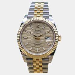 Pre Owned Rolex Datejust 126333 Automatic Champagne Motif Dial Yellow Gold Stainless Steel Men's Wristwatch 41 mm