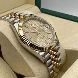 Pre Owned Rolex Datejust 126333 Automatic Champagne Motif Dial Yellow Gold Stainless Steel Men's Wristwatch 41 mm