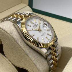 Pre Owned Rolex Datejust 126333 Automatic White Dial Stainless Steel 18k Yellow Gold Men's Wristwatch 41 mm