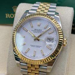 Pre Owned Rolex Datejust 126333 Automatic White Dial Stainless Steel 18k Yellow Gold Men's Wristwatch 41 mm