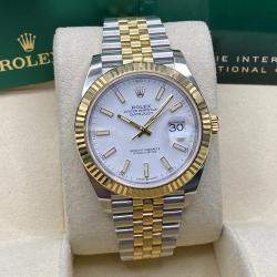 Pre Owned Rolex Datejust 126333 Automatic White Dial Stainless Steel 18k Yellow Gold Men's Wristwatch 41 mm