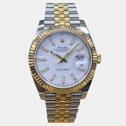 Pre Owned Rolex Datejust 126333 Automatic White Dial Stainless Steel 18k Yellow Gold Men's Wristwatch 41 mm