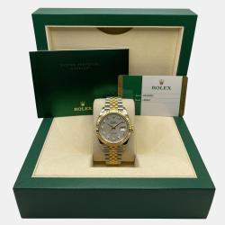 Pre Owned Rolex Datejust 126333 Automatic White Mother of Pearl Diamond Dial Stainless Steel 18k Yellow Gold Men's Wristwatch 41mm