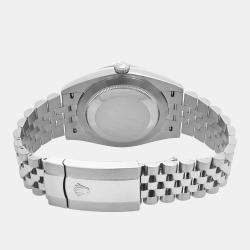 Pre Owned Rolex Datejust 126334 Automatic Black Diamond Dial Stainless Steel White Gold Men's Wristwatch 41mm