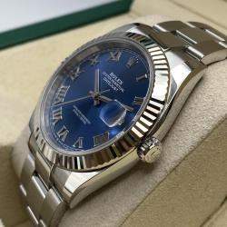 Pre Owned Rolex Datejust 126334 Automatic Blue Dial Stainless Steel 18k White Gold Men's Wristwatch 41mm
