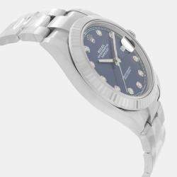 Pre Owned Rolex Datejust 126334 Automatic Blue Diamond Dial Stainless Steel 18k White Gold Men's Wristwatch 41mm
