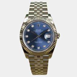 Pre Owned Rolex Datejust 126334 Automatic Blue Diamond Dial Stainless Steel Men's Wristwatch 41mm