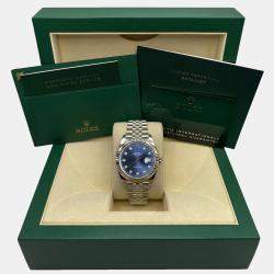 Pre Owned Rolex Datejust 126334 Automatic Blue Diamond Dial Stainless Steel Men's Wristwatch 41mm