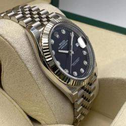 Pre Owned Rolex Datejust 126334 Automatic Blue Diamond Dial Stainless Steel Men's Wristwatch 41mm