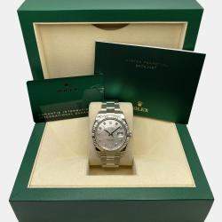 Pre Owned Rolex Datejust 126334 Automatic Mother of Pearl Diamond Dial Stainless Steel White Gold Men's Wristwatch 41mm