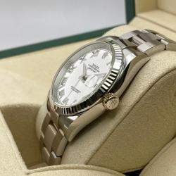 Pre Owned Rolex Datejust 126334 Automatic White Roman Dial Stainless Steel 18k White Gold Men's Wristwatch 41mm