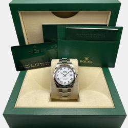 Pre Owned Rolex Datejust 126334 Automatic White Roman Dial Stainless Steel 18k White Gold Men's Wristwatch 41mm
