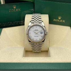 Pre Owned Rolex Datejust 126334 Automatic White Roman Dial Stainless Steel Men's Wristwatch 41mm