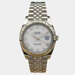Pre Owned Rolex Datejust 126334 Automatic White Roman Dial Stainless Steel Men's Wristwatch 41mm