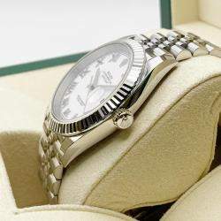 Pre Owned Rolex Datejust 126334 Automatic White Roman Dial Stainless Steel Men's Wristwatch 41mm