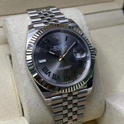 Pre Owned Rolex Datejust 126334 Automatic Wimbledon Dial Stainless Steel 18k White Gold Men's Wristwatch 41mm