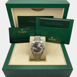 Pre Owned Rolex Datejust 126334 Automatic Wimbledon Dial Stainless Steel Men's Wristwatch 41mm