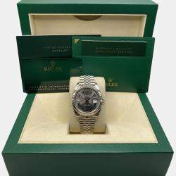 Pre Owned Rolex Datejust 126334 Automatic Wimbledon Dial Stainless Steel Men's Wristwatch 41mm