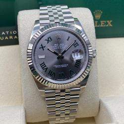 Pre Owned Rolex Datejust 126334 Automatic Wimbledon Dial Stainless Steel Men's Wristwatch 41mm