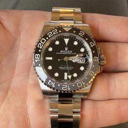 Pre Owned Rolex GMT-Master II 126710GRNR Automatic Black Dial Stainless Steel Men's Wristwatch 40mm